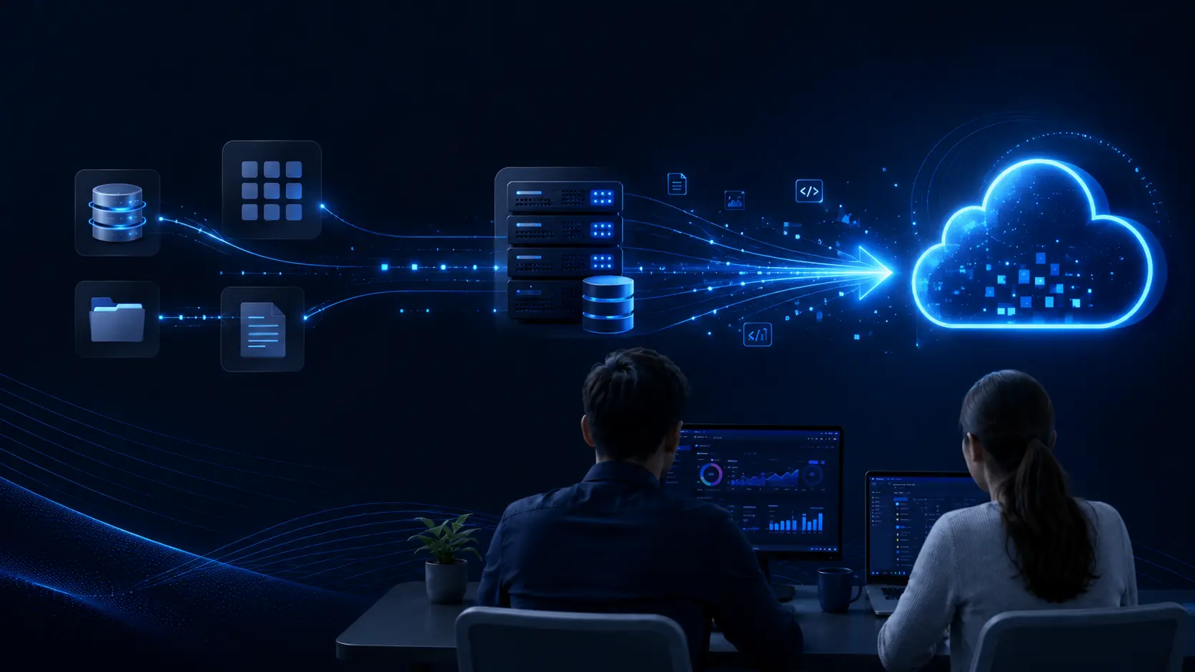 Visualisierung einer kontrollierten Migration von lokalen Systemen in die Cloud